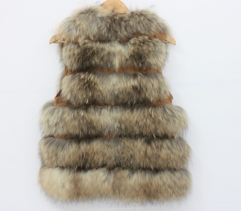 TOP FASHION new style real genuine raccoon fur vest warm coat 