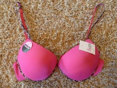 NWT BIJOU leopard solid padded pushup bra 34 36 38 B C  