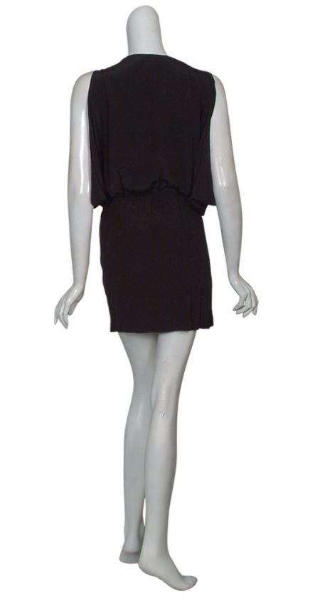 MADISON MARCUS Jet Black Beaded Eve Dress LARGE NEW  