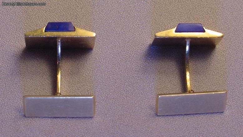 Vintage Signed 14k Gold & Lapis Cufflinks15.9 Grams  