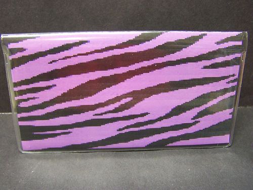 ZEBRA PRINT PURPLE AND BLACK CHECKBOOK COVER  