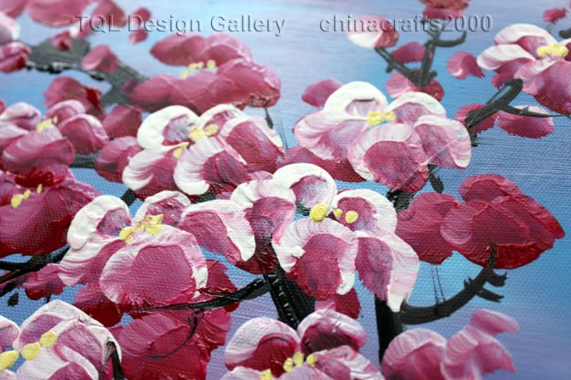   Zen Japanese Cherry Blossom Signed Original Abstract Art Oil Paintings