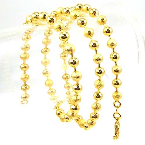 ROMANTIC BEAD 18K YELLOW GOLD GEP SOLID FILL NECKLACE  