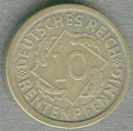 GERMANY SCARCE BEAUTIFUL 10 PFENNIG 1924 J COIN L@@k   