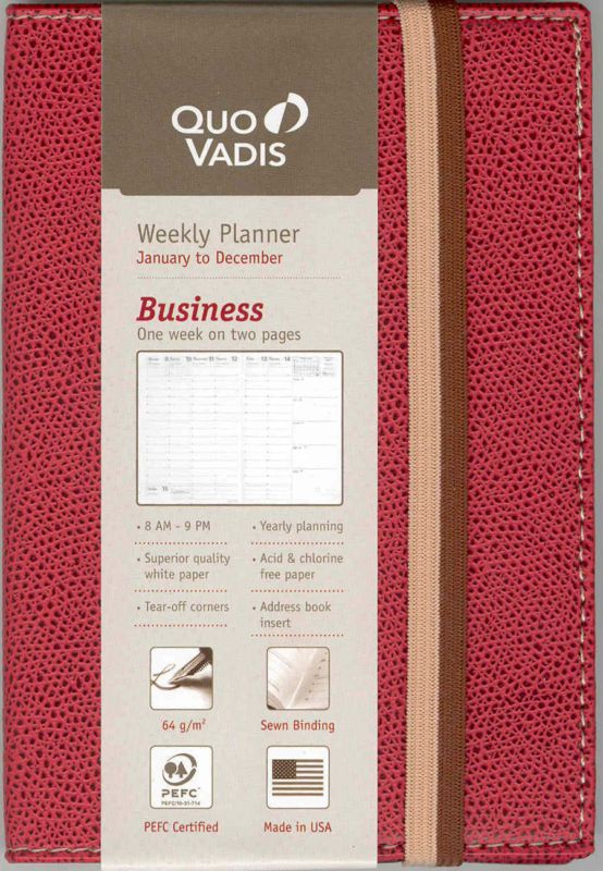 Quo Vadis Club 2012 BUSINESS Weekly Planner 4x6 RED  