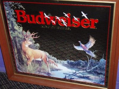   Budweiser Beer Mirror Deer Buck Pheasants Bar Pub Sign Hunting Series