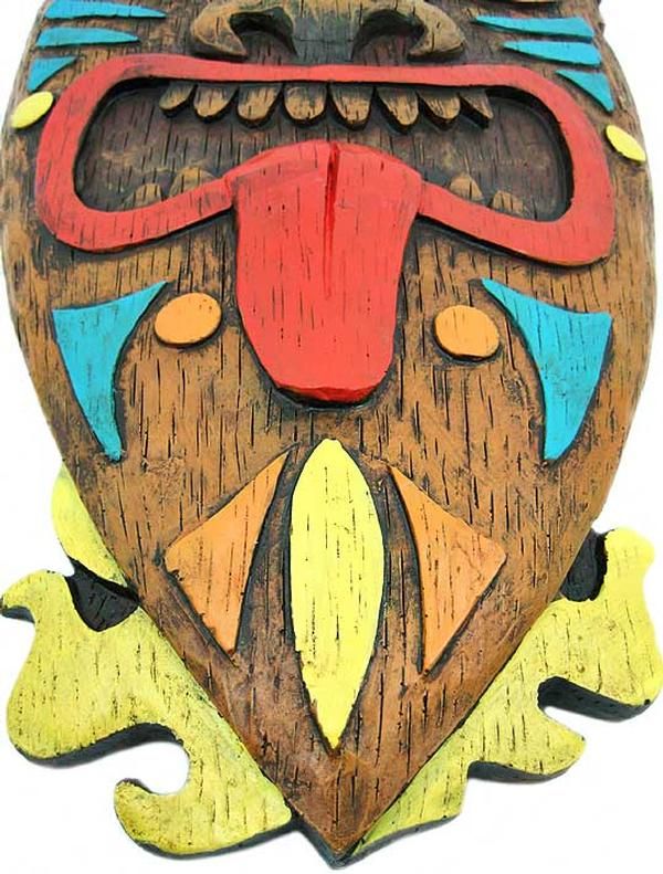 Pacific Island Tribal Art 18 Inch Wall Mask Tiki  