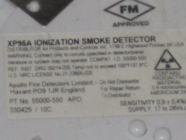   XP95A 55000 550 APO FIRE ALARM SMOKE ION DETECTOR HEAD NIB