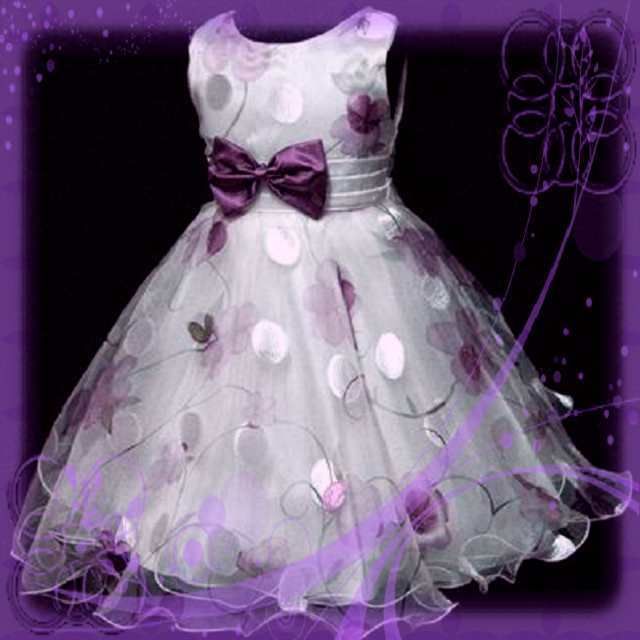 Purples Anniversary Party Prom Girls Dress 3 4 5 6 7 8Y  