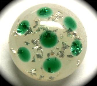 ANTIQUE BUTTON ~ LOVELY GLASS SWIRLBACK PAPERWEIGHT FOIL GREEN OVERLAY 