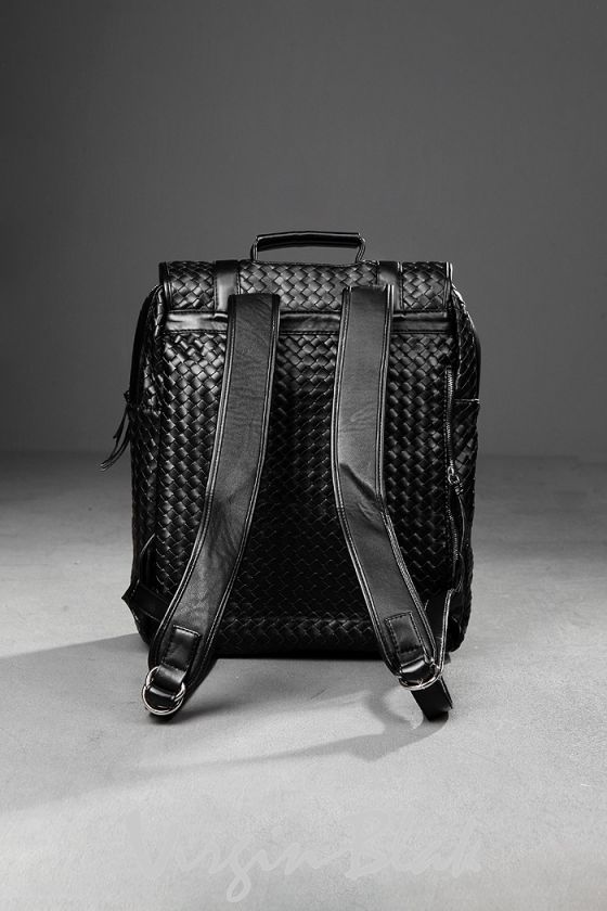 vb HOMME Woven Leatherette Backpack BLACK, BROWN 4OT  