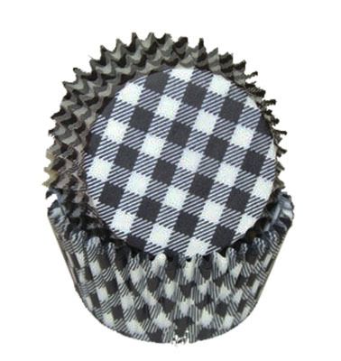 CUPCAKE BAKING CUPS LINERS STD BLACK GINGHAM 500ct  