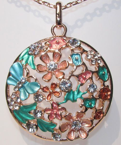 Rose gold Gp ball Swarovski Pendants Necklace cut  