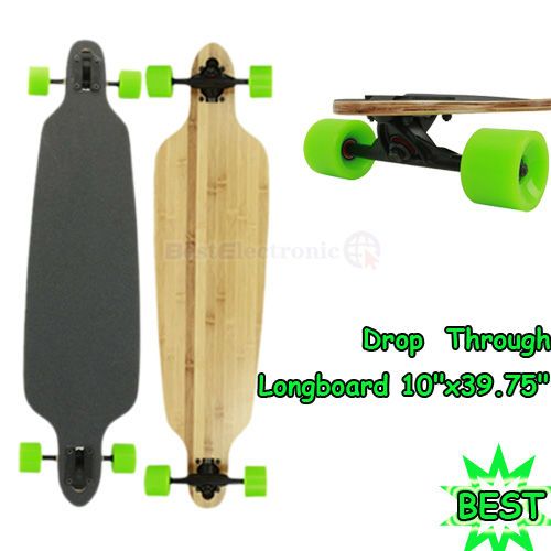 BAMBOO DROP THROUGH LONGBOARD Skateboard THRU NATURAL   10x39.75 