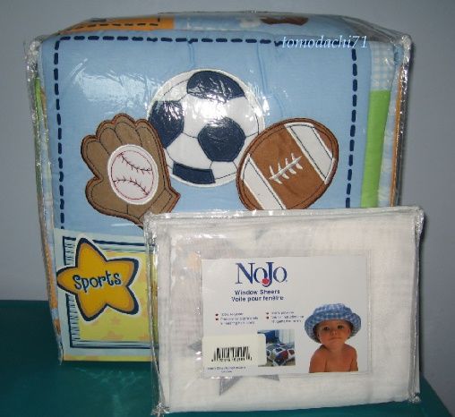 BABY SPORTS 5PC CRIB BEDDING SET FOOTBALL, BASEBALL  