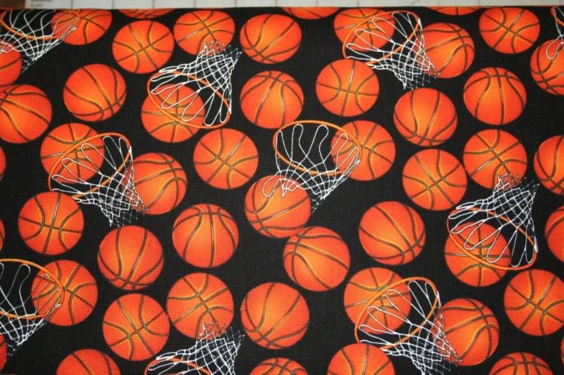 TT SPORT FABRIC with BASKETBALL HOOPS & BALLS ALLOVER  