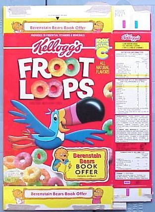 1992 Froot Loops Berenstain Bears Cereal Box ab435  