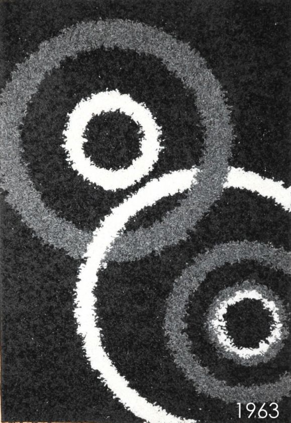 Black and White SHAG Collection 5x7 Fusion Black Carpet Area Rug AREA 