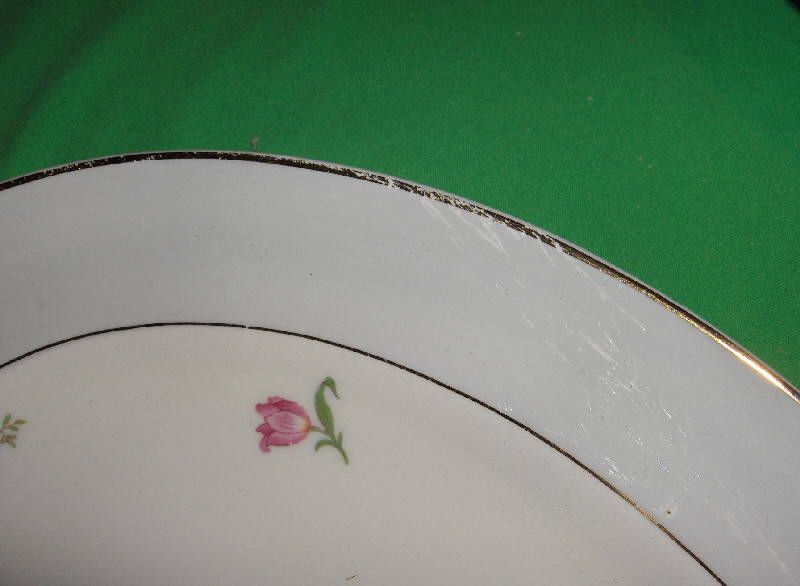 Vntg 86 Pc Pope Gosser China Floral Blue Rim 1216  