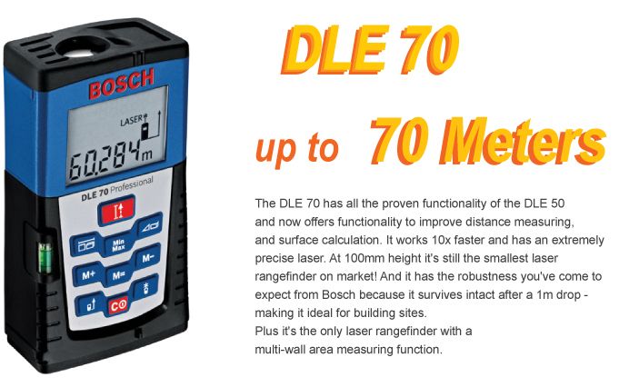 Bosch DLE70 Digital Meters Laser Range Measuring Device  