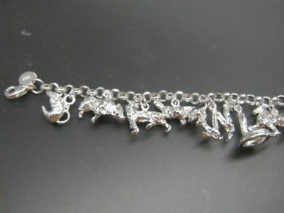 12 Animal Horse Charm Bracelet 925Sterling Silver 20cm  