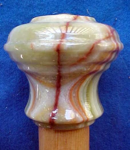   white swirl ONYX MARBLE knob handle tapered Hemlock WALKING STICK/CANE