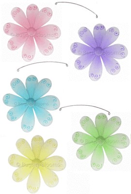   daisies decor 6 DAISY FLOWER MOBILE nursery ceiling bedroom  