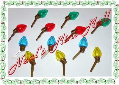 12 NEW 3D Christmas lights lightbulbs picks, cake decor  