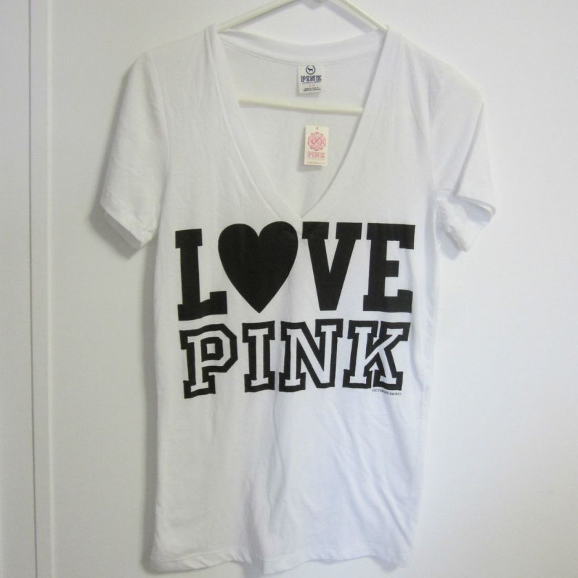 VICTORIAS SECRET PINK V NECK T SHIRTS 3 SIZES XS,S,M  