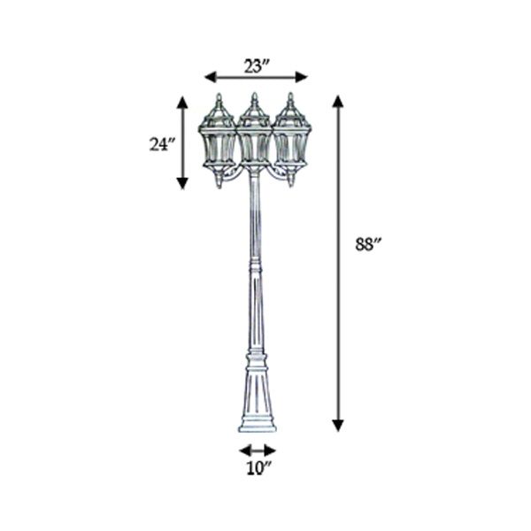 Outdoor Pillar Post Light Lighting .OT0017M PL004 3DG  