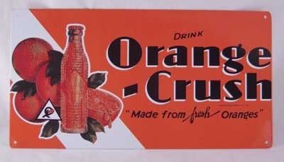 Drink Orange Crush Soda Bottle Tin Sign  