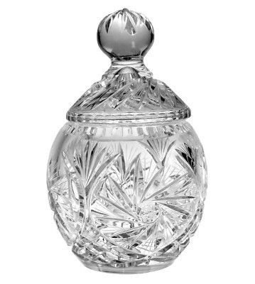 Cut Crystal Cookie Jar Trinket Box Pinwheel design  