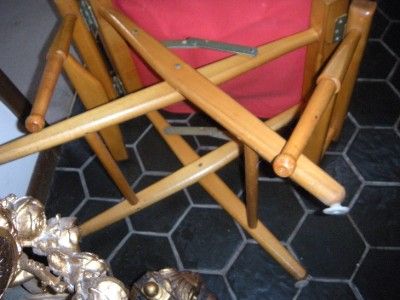 VINTAGE TELESCOPE DIRECTOR CHAIR RED FOLDING BOAT CHAIR CANVAS SOLID 