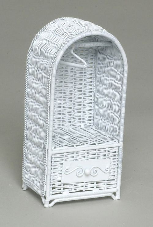 doll house MINI CHILD CLOTHES CLOSET WICKER WARDROBE  