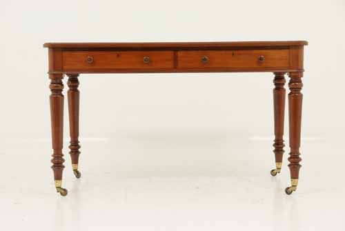 English mahogany writing table or desk fitted with two (2) drawers 