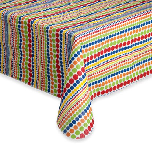   Vinyl Tablecloth Colorful 70 Round Flannel Back   