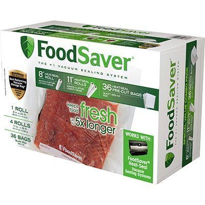 FoodSaver Combo Pack, 4 11x16 & 1 8x20 Heat seal Rolls, +36 1Qt 