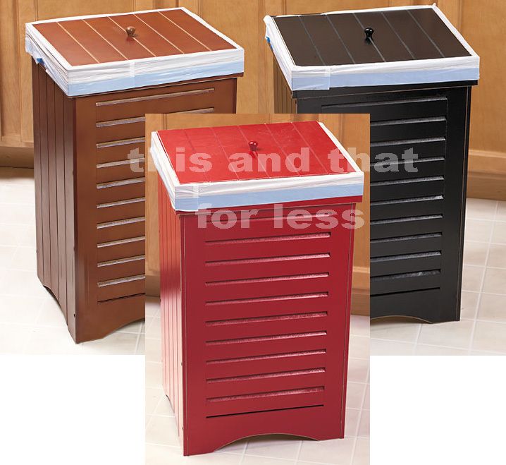   Kitchen Trash Bin Can Maple, Red, or Black, Holds 30 Gallon Trash Bag