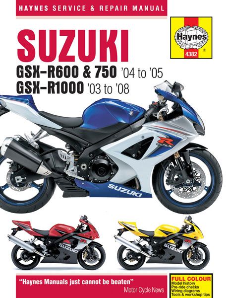 HAYNES MANUAL SUZUKI GSX R600,750,GSX R1000 03 08 4382 9781844258116 