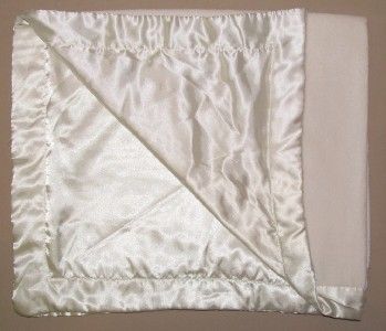 BEANSPROUT Cream GRANDMA LOVES ME Off White VELOUR Satin BABY BLANKET 