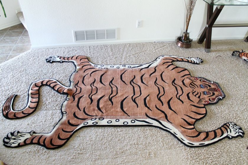 CUSTOM MADE TIBETAN TIGER RUG 5X8 HAND CRAFTED IN NEPAL  