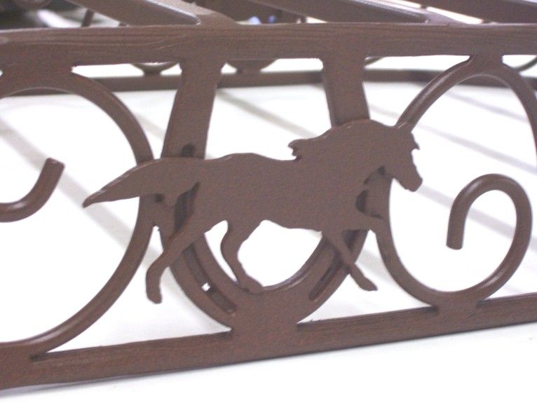 Hanging oval scroll horse & horse shoe pot rack  