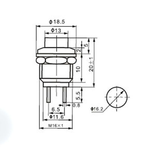 5x ON/OFF Panel Push Switch Without Lock Green DS 212  