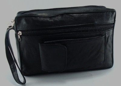 Just Leather Mens Genuine Leather Wrist Bag Wash Toiletry Bag Wrist 