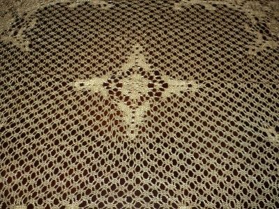 Golden Ecru Lace Table Topper or Luncheon Cloth 35Made in NC, USA 