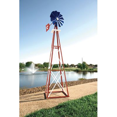 Ornamental Backyard Windmill Red White & Blue 12ftH New  