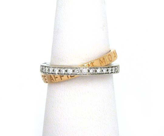 STUNNING 18K TWO COLORS GOLD & DIAMONDS ALFIERI & ST. JOHN LOVE RING