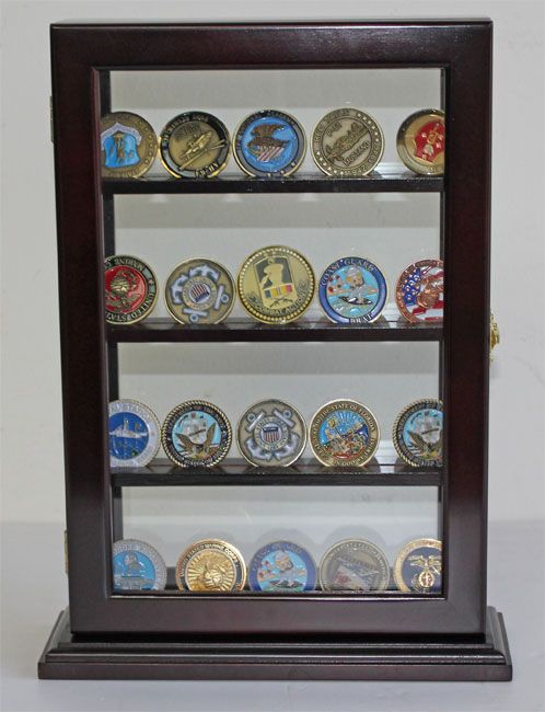 Shelves Military Challenge Coin Stand Counter Top Display Case 