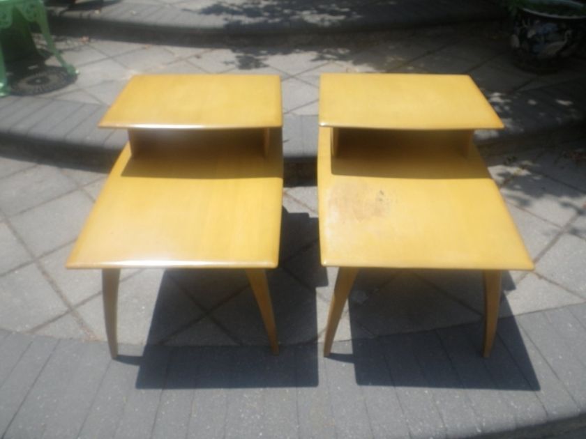 PAIR HEYWOOD WAKEFIELD CHAMPAGNE END TABLE MID CENTURY  