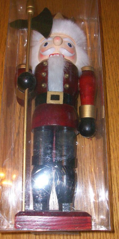 NEW NIB WOODEN CHRISTMAS NUT CRACKER beard red navy WOW  